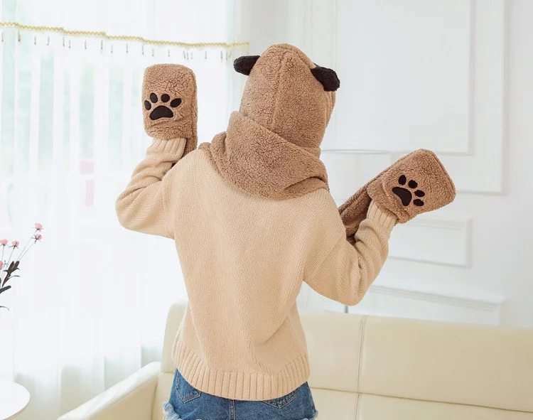 Симпатичная шапка панда шарф перчатки крутая зимняя с мультяшными животными