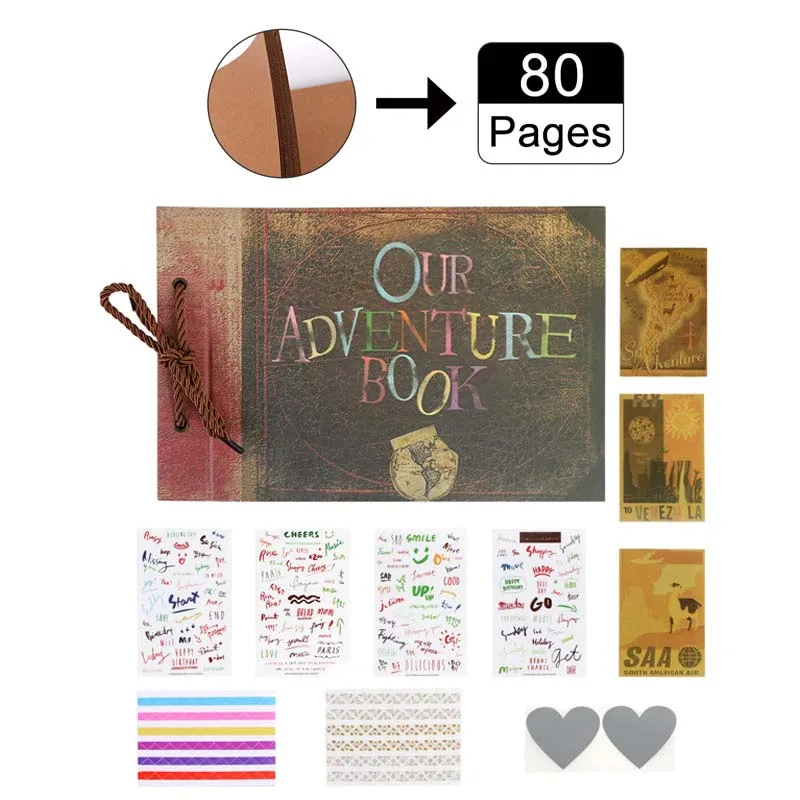 Our Adventure Book OurWarm, 60/80 страниц, сделай сам, свадебный фотоальбом, крафт-бумага, гостевая книга, юбилей, подарки на день рождения, дорожная книга с памятью, книга с подписью - Цвет: Our Adventure Book