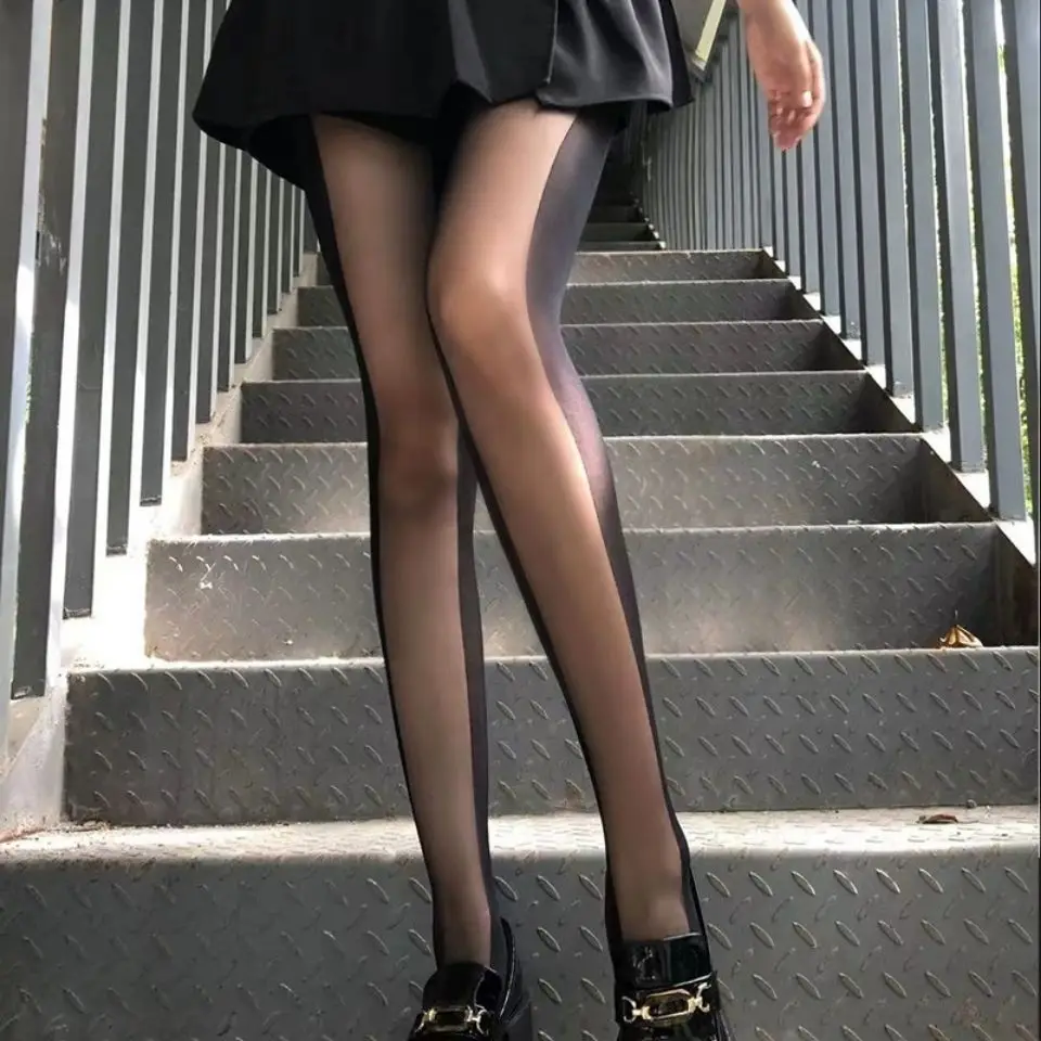 

Women's Tights Summer Nylon Black Shadow Stitching Stockings Sexy Female Hosiery Seamless Pantyhose JK Tight