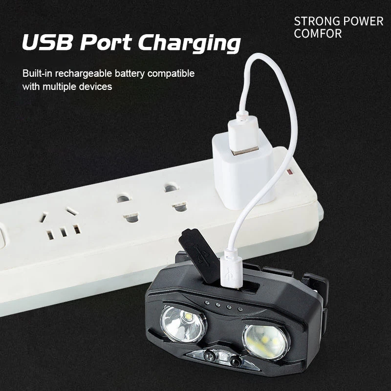 

Intelligent Sensor Fishing Headlight Headlamp Head Lamp Headlight Waterproof Cob Led Built in Usb Rechargeable fish headlight