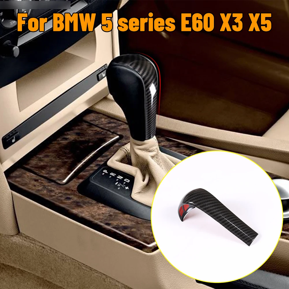 

New 1 Pack Of Car Styling ABS Carbon Fiber Shift Lever Sleeve Sticker Cover Trim For BMW 5 Series E60 X3 E83 6 Series E63 X5 E53