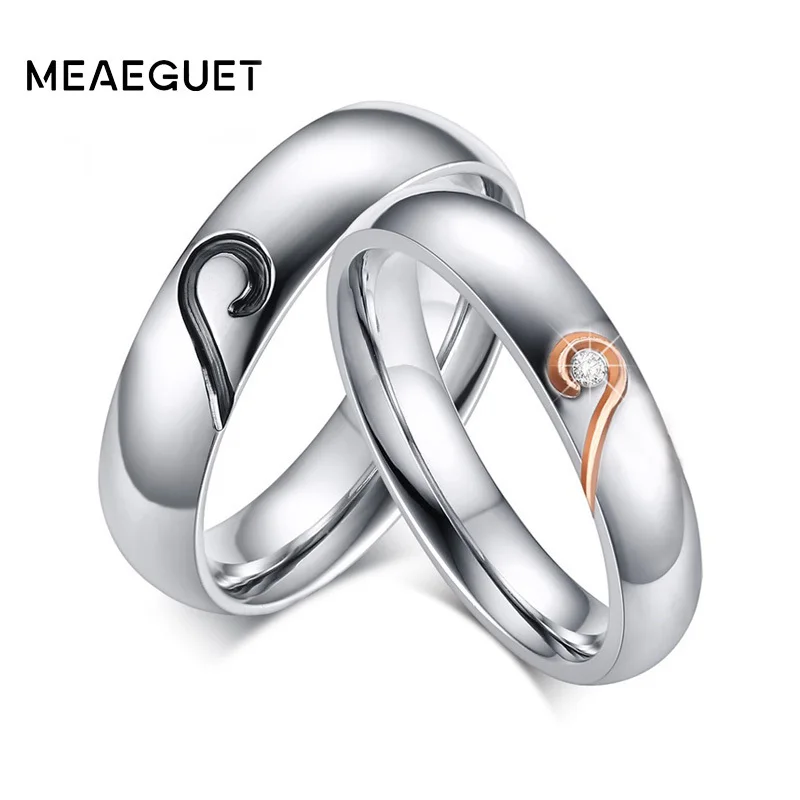 Обручальное кольцо для женщин и мужчин CZ камень с сердцем обещают кольца