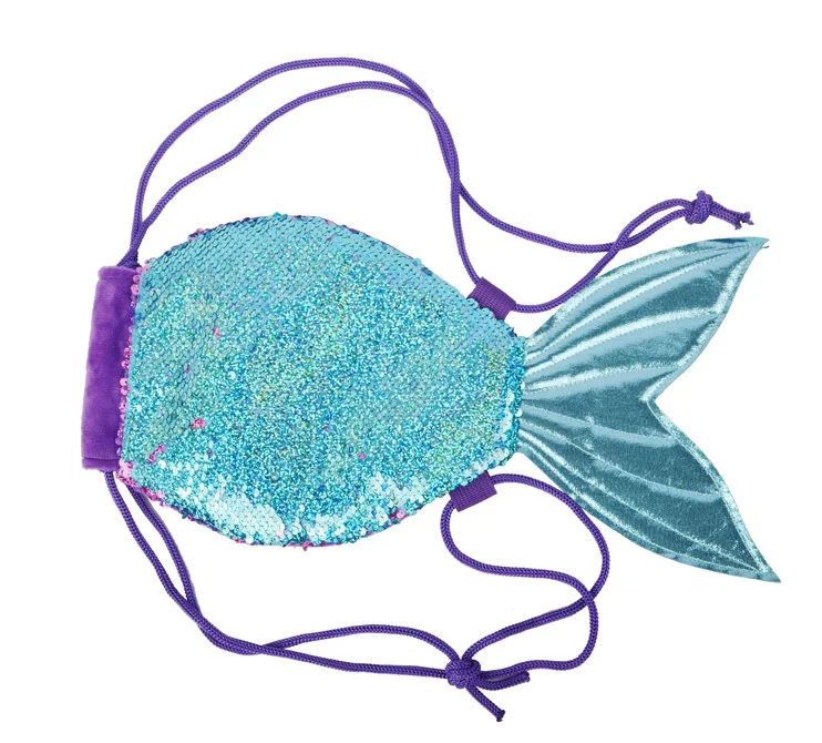 Одеяло хвост русалки с пайетками модная сумка на шнурке для девочек рюкзак