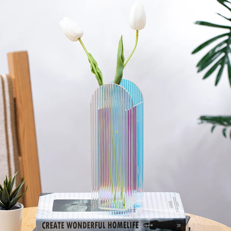 

Modern Creative Colorfu Acrylic Vase Decoration Accessories Nordic Luxury Small Vase Living Room Dried Flower Decoration Gifts