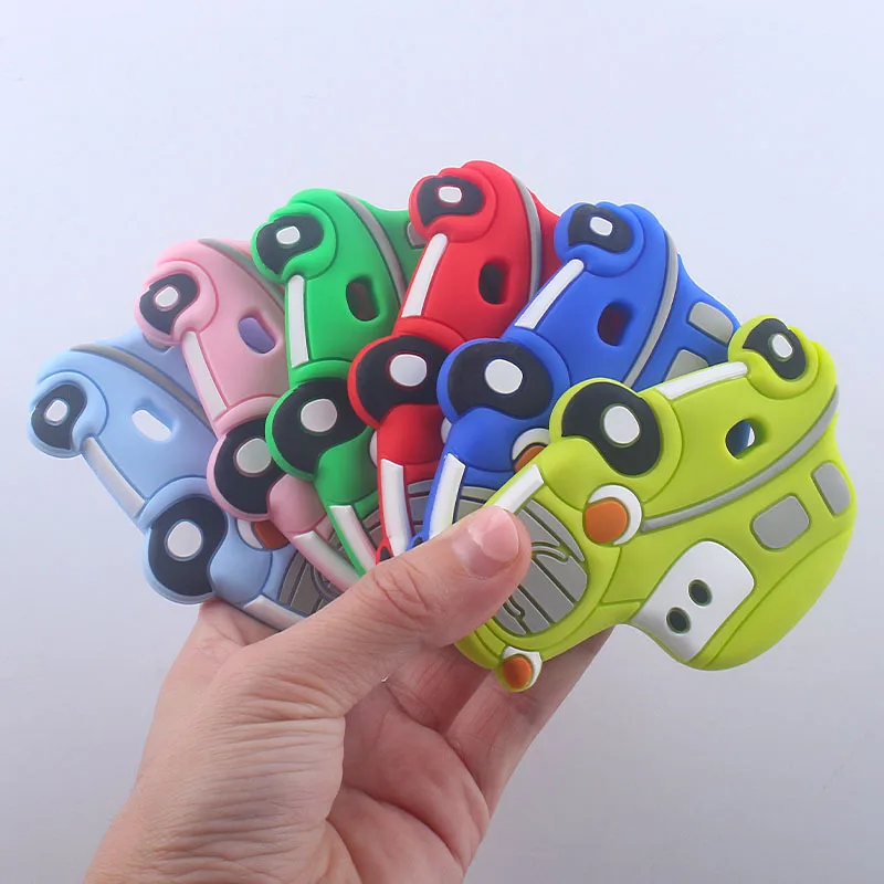 

Silicone Teether Car Shap Food Grade Teething Toy BPA Free Baby Teether DIY Necklace Pendant Chewable Molar Nursing Gift 6 Color