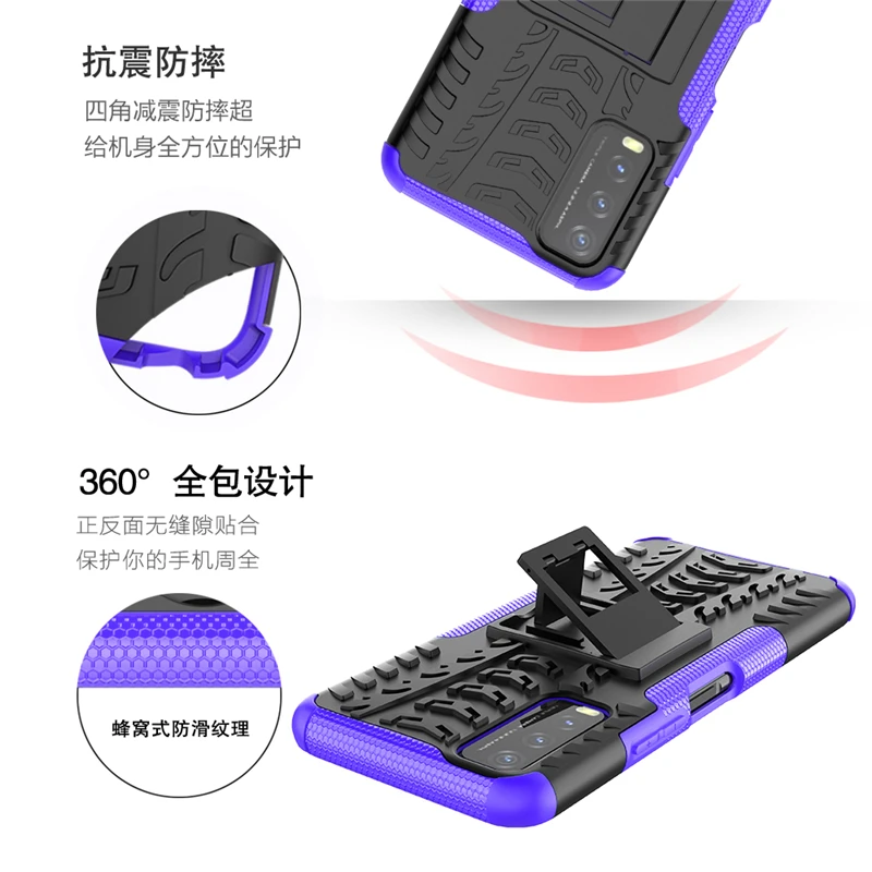 For Vivo Y20 Case For Vivo Y20 Cover Robot Kickstand Silicone Rubber Armor Invisible Stand Protector Case For Vivo Y20 Case