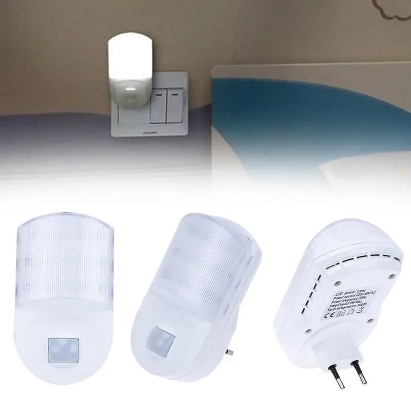 

Smart Night Light Pir Motion Sensor Control Cold White Plug-in Staircase Body For Bedroom Mini Living Room Induction Lamp H6S6