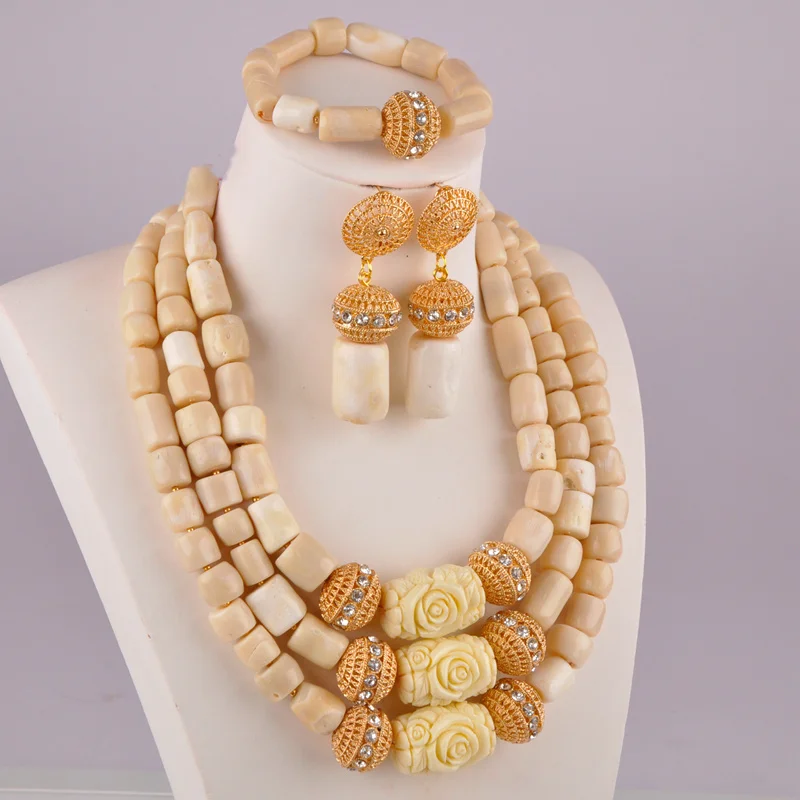 Женский комплект украшений кораллового цвета набор из белых коралловых бусин в