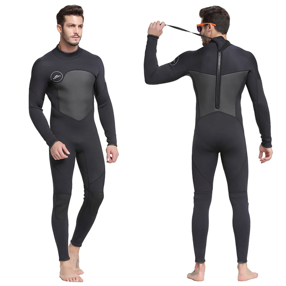 1.5MM Neoprene Men's One-Piece Long Sleeve Wetsuit High Elastic Stitching Warm Sunscreen Surfing Snorkeling Wetsuit