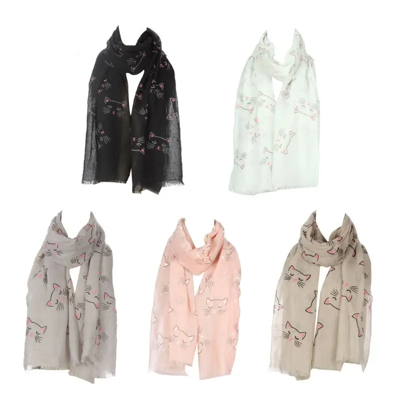 Женский тонкий шарф шаль из вуали на весну и лето милое одеяло с мультяшным
