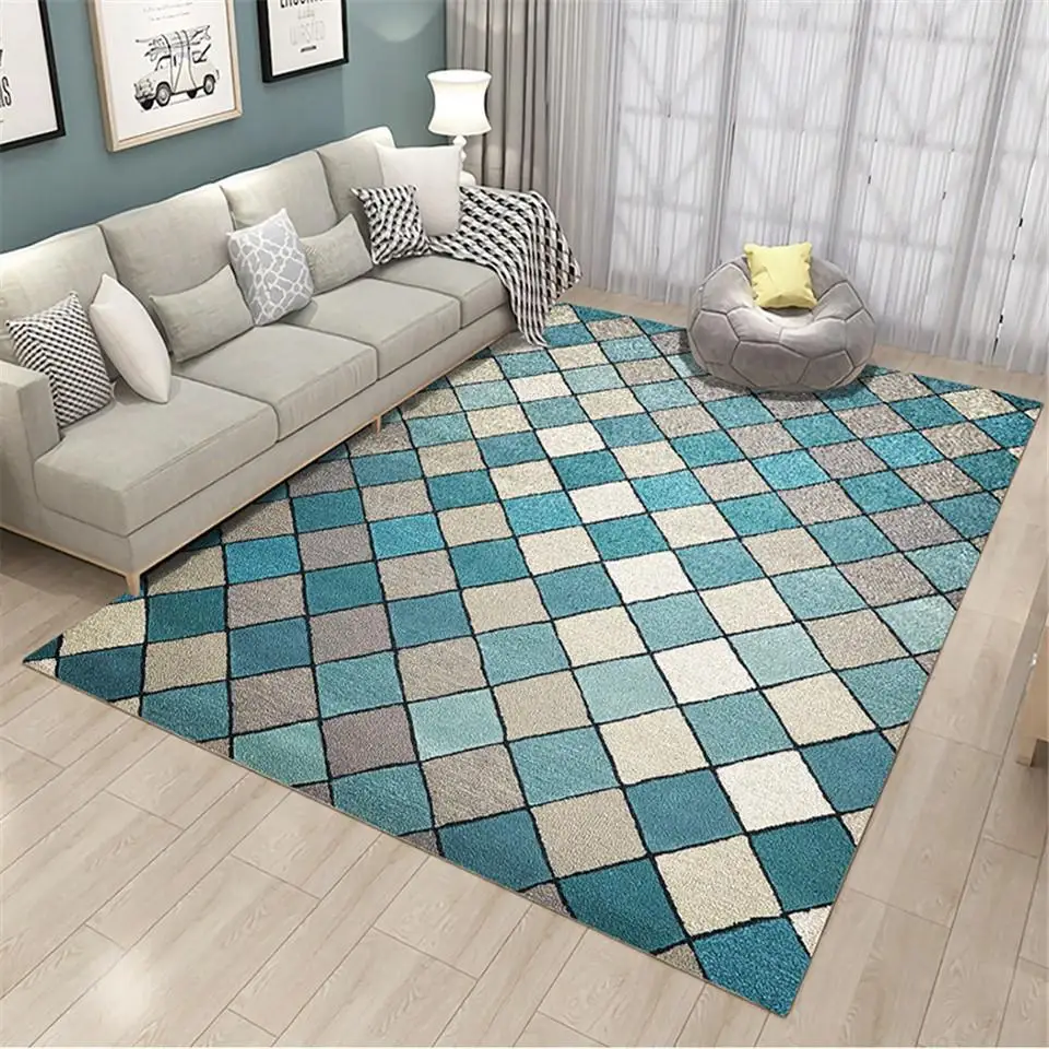 35 сине белые в шотландскую клетку геометрический Коврик скандинавские