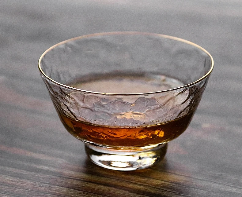 2 шт./лот японская Хрустальная стеклянная чайная чашка с золотым ободком образец