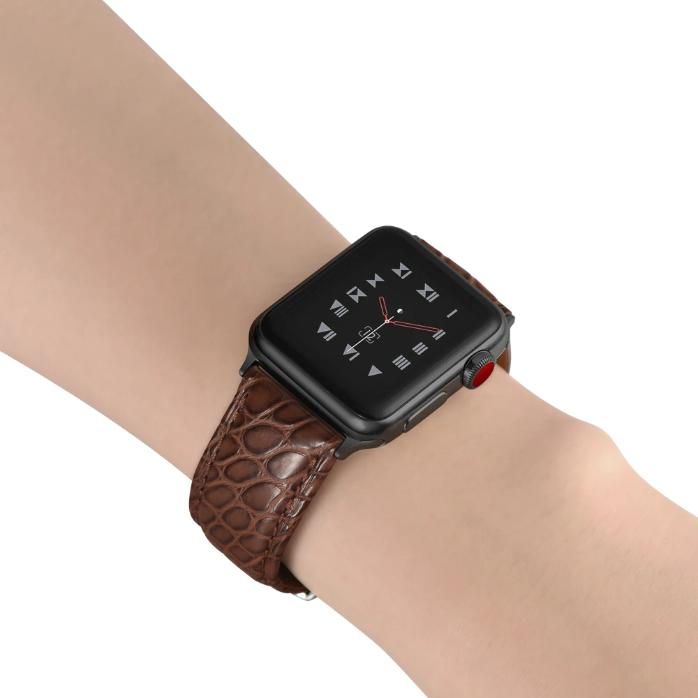 Французский ремешок из кожи аллигатора для Apple watch, 4 ремешка, 44 мм, 40 мм, iwatch 5, 4, 3, 2, 1, 42 мм, 38 мм, топ браслет, Ремешки для наручных часов, 44 мм