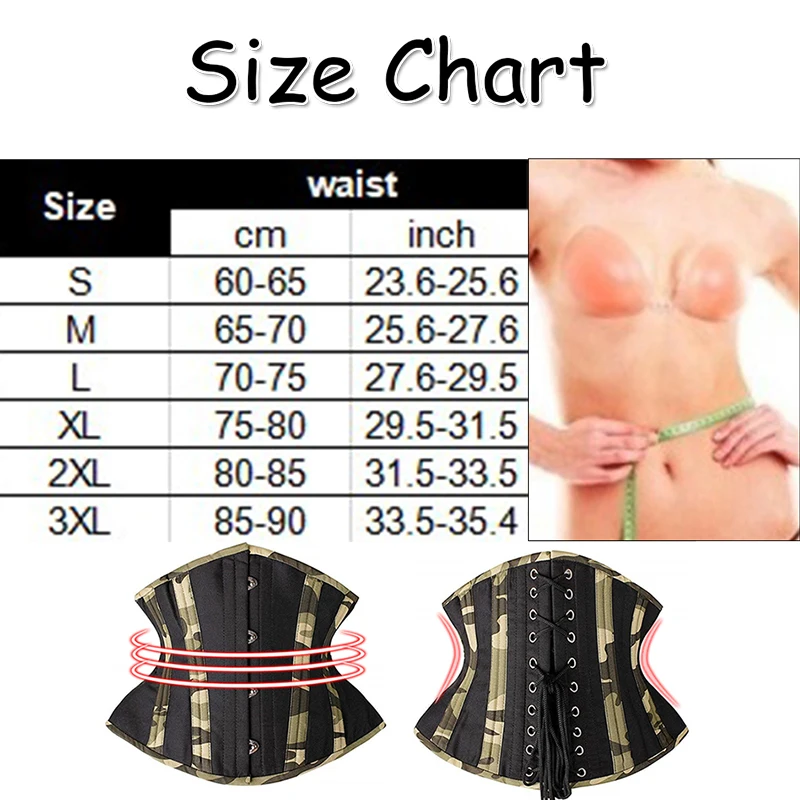 24 Double Steel Boned Waist Trainer Girdles Underbust Corsets New Camouflage Bustier Plus Size Corset Belts | Женская одежда