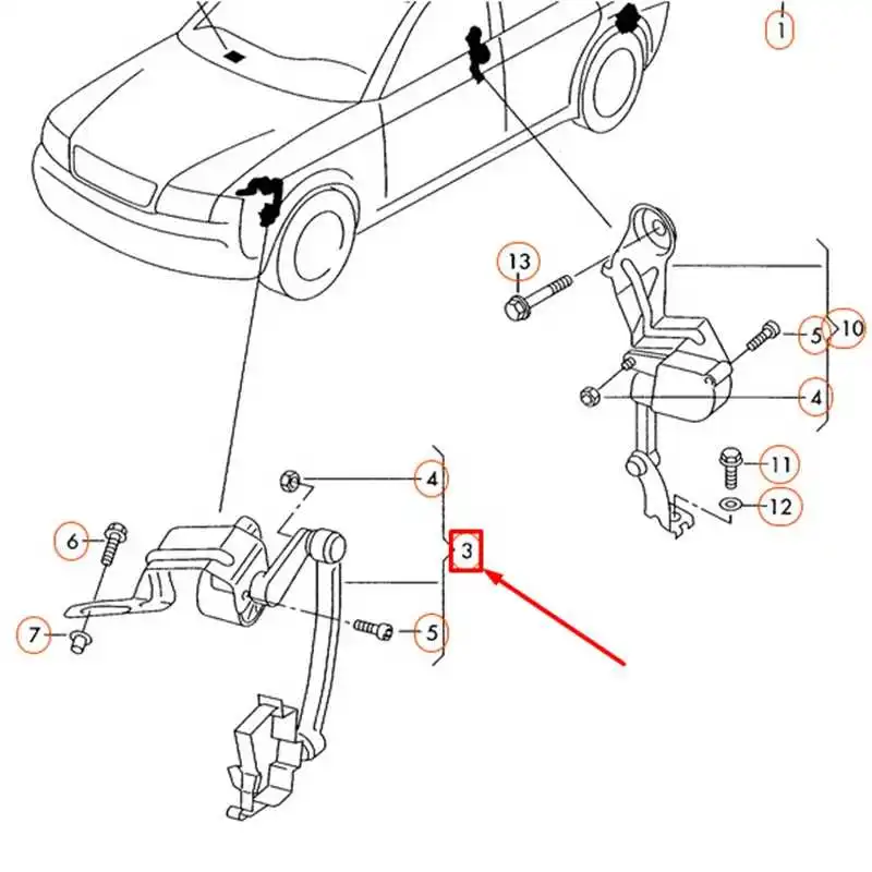 

Car Body Height Sensor Lever For - A4 Quattro A4 Rs4 Part Number:8E0941285J 8E0941285C