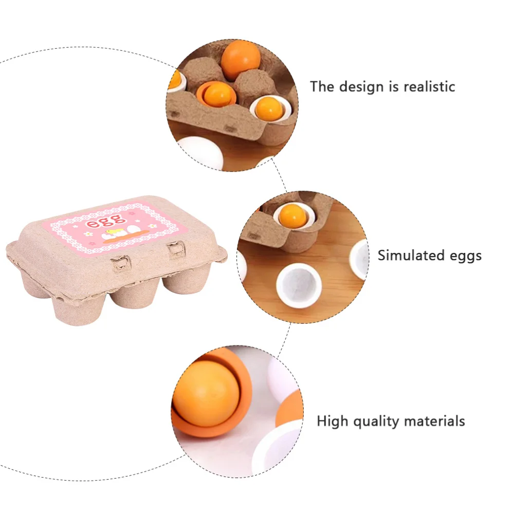 

6Pcs Wooden Simulation Eggs Kids Egg Toys Lifelike Egg Toys (Assorted Color)