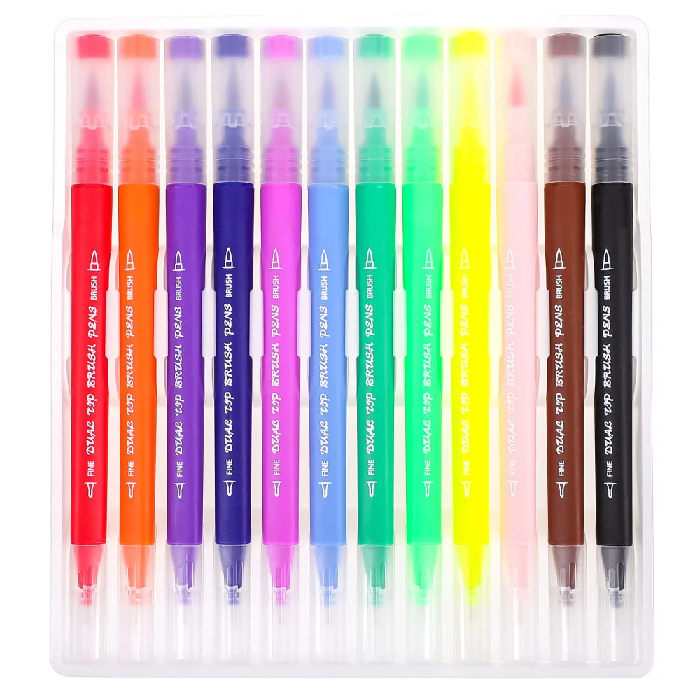 

12pcs Painting Pens Water Color Pen Double-headed Marker Water-based Pens
