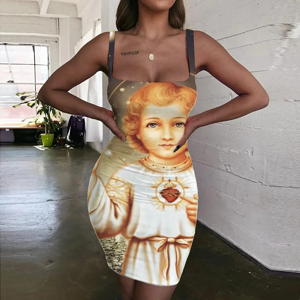 

KYKU брендовые рождественские платья, женские платья без рукавов с Иисусом, милые женские платья, новогоднее платье, сексуальная женская одеж...