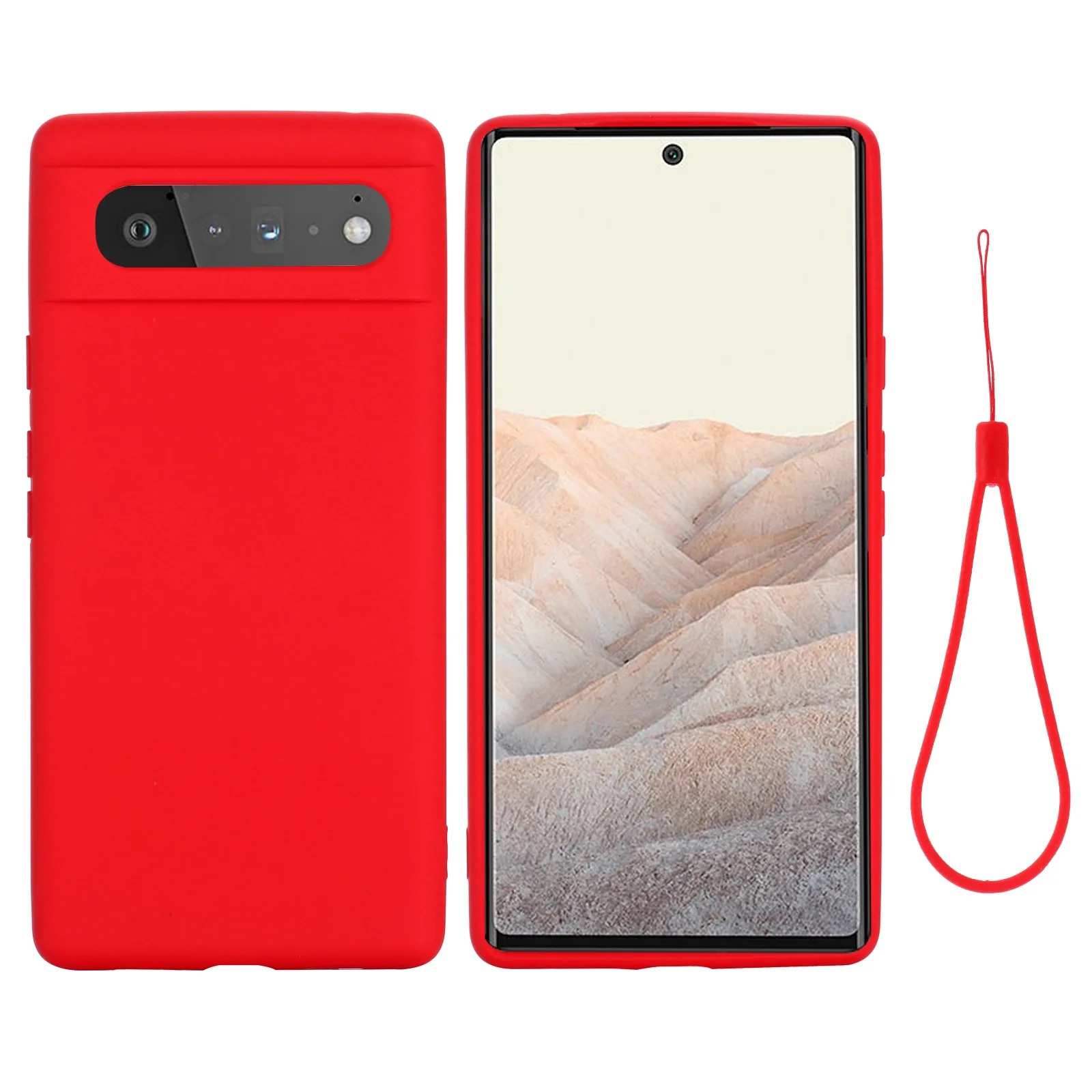 

Liquid Silicone Case For Google Pixel 6 Pro Pixel6 Solid Color Gel Rubber Anti Dirty Shockproof Protect Lanyard Cover Pixel 6