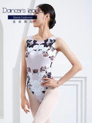 

Трико женское, без рукавов, с принтом, для занятий художественной гимнастикой