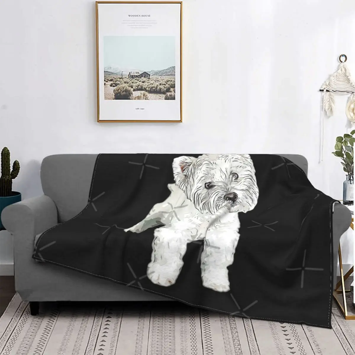 

West Highland Terrier Cutie-Manta a quadros para cama, cubrecame Kawaii, ropa de cama y fundas