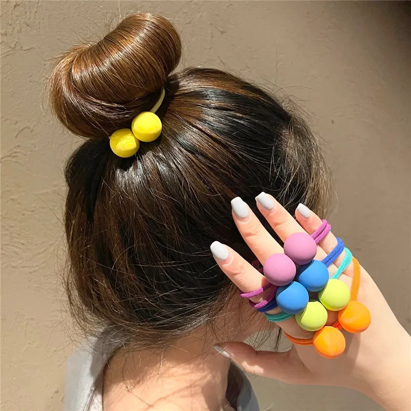 

Women Matt Acrylic Round Ball Hair Tie Elastic Band Geometric Rubber Rope for Girl Korean Head Accessories Scrunchies Wholesale