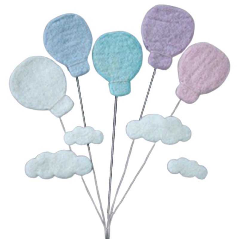 

9 Pcs DIY Baby Wool Felt Dinosaur Stars Love Heart Clouds Balloon Decorations 97BC