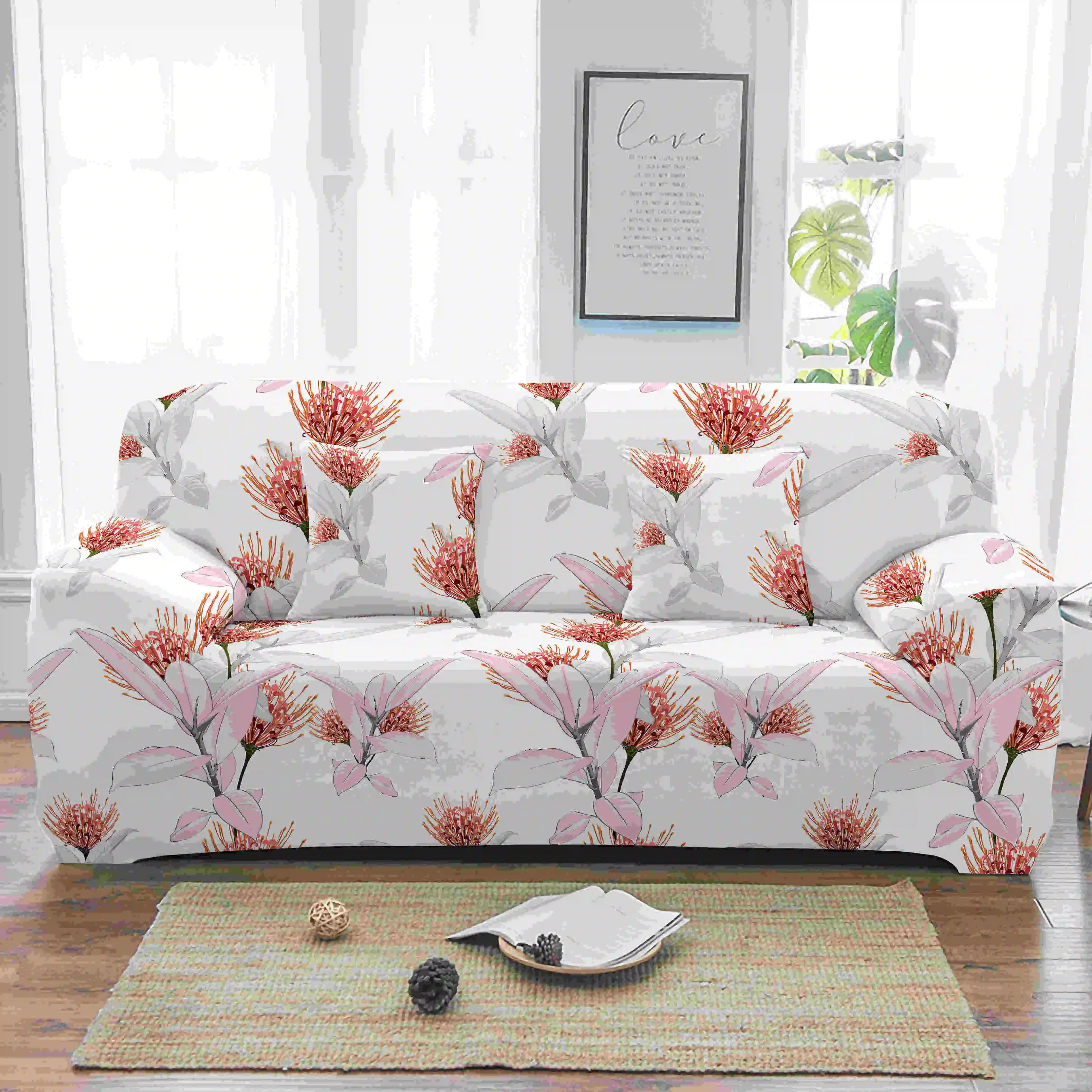 Homesky Flower Sofa Covers Stretch Slipcovers Sectional Elastic Cover for Living Room L shape Armchair 1/2/3/4-seater | Дом и сад