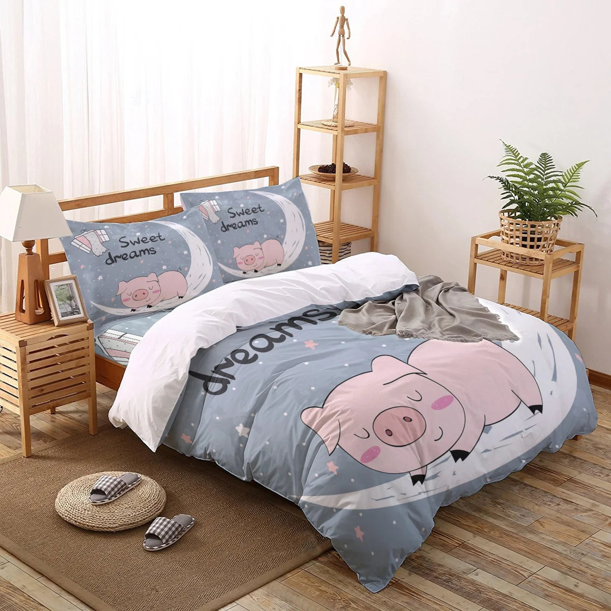 

Комплект постельного белья из свинки, звезды, Луны