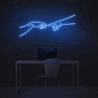 ohaneonk custom neon lights of double hand in nails signs for room bedroom wall decoration wedding gaming touching hands decor