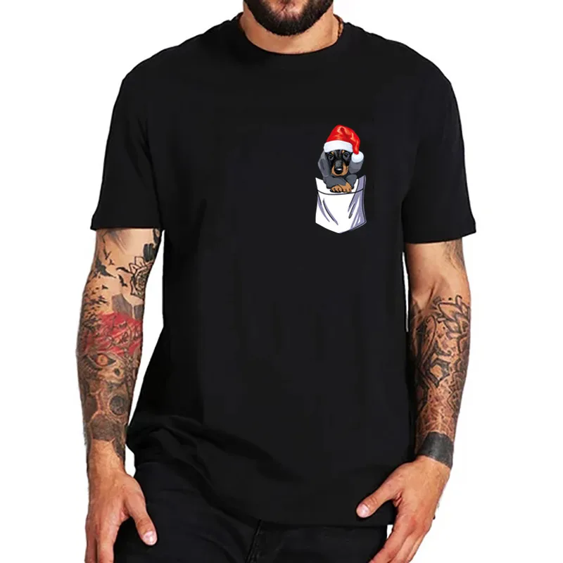 2020 Санта такса Карманный смешной Рождественский подарок Мужская футболка с
