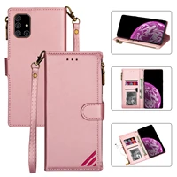 flip wallet phone case for samsung galaxy a22 a82 a72 a52 a32 a42 a12 a71 a51 a41 a21 a20s a10s zipper card holder lanyard cover