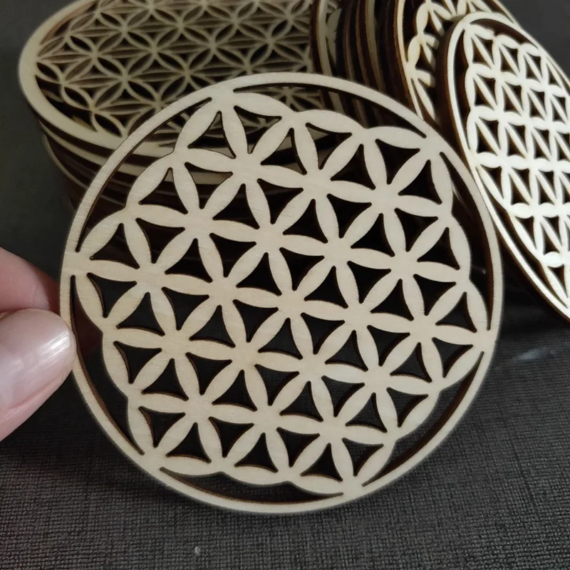 Деревянные круги с круглыми краями резная подставка для чакр цветок жизни