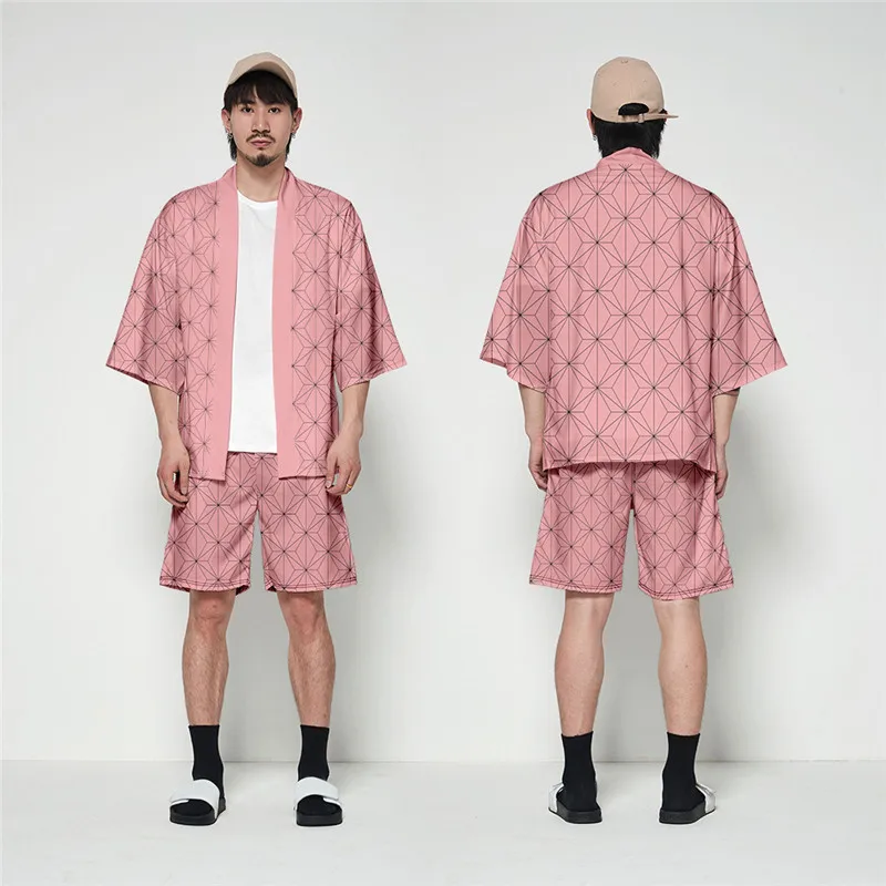 demon slayer coat shorts outfit kamado nezuko cosplay jackets tomioka giyuu costume kamado tanjirou top shorts suits men women free global shipping