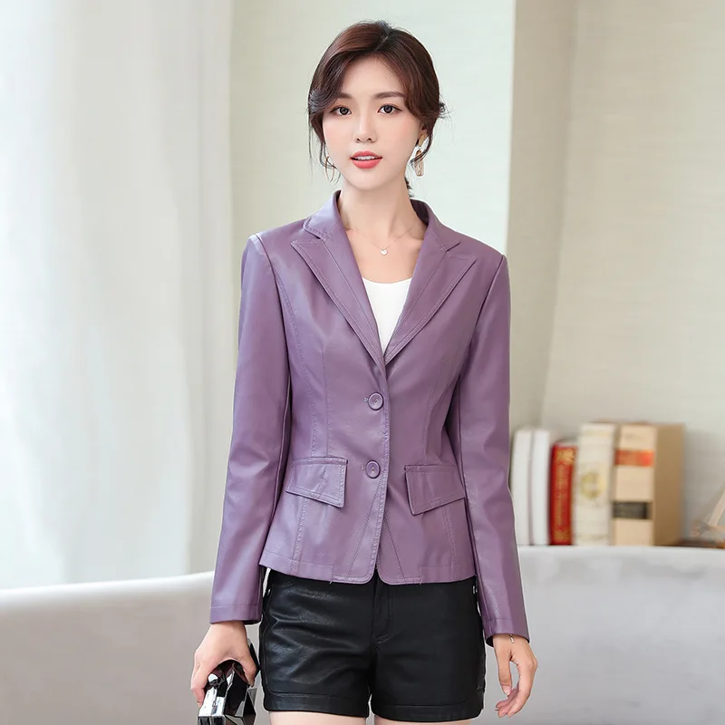 Роскошное кожаное замшевое пальто куртка весна осень женская тонкая верхняя