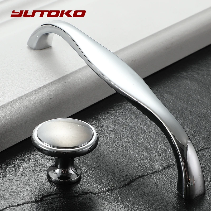 YUTOKO современный шкаф ручки двери хромированные дверная ручка из цинкового