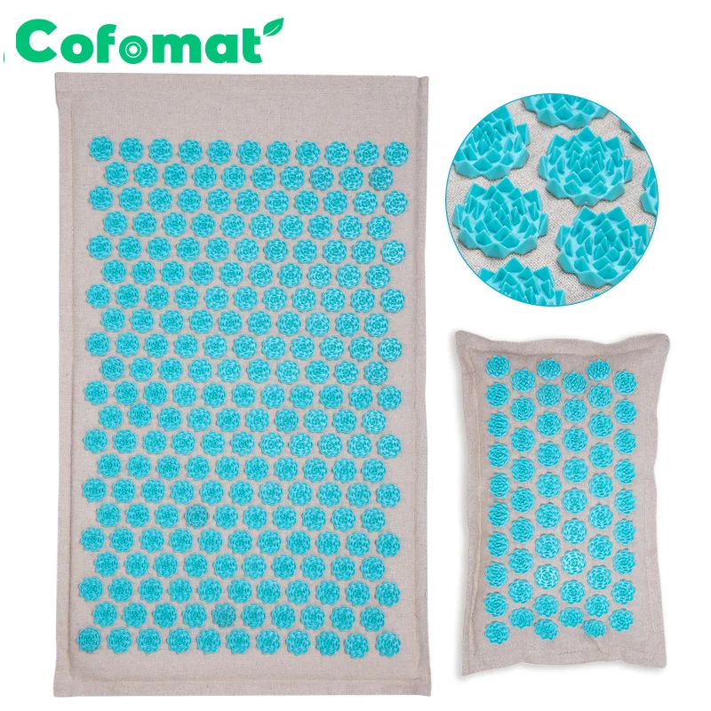 

Lotus spike yoga mat acupressure mat pillow cusion acupuncture mats carpet with carry bag relief back pain body massager neck