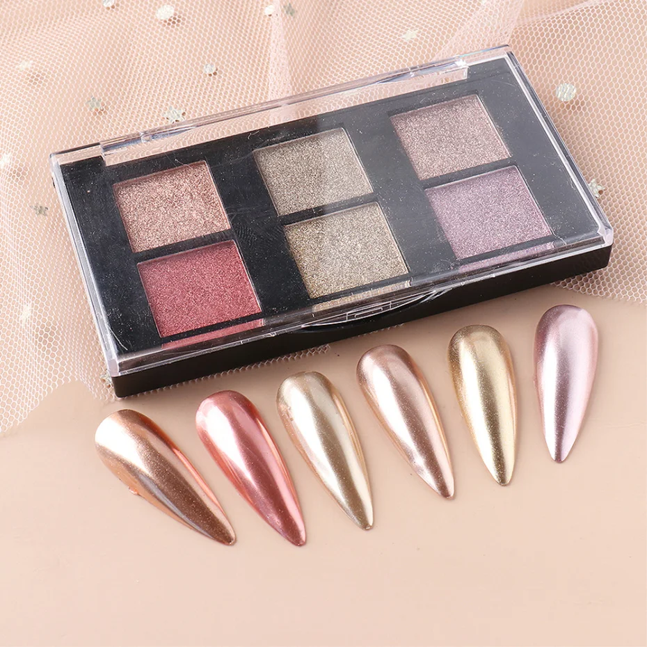 4 or 6 Colors Metallic Nails Chrome Solid Magic Mirror Powder Rose Gold Pink Glitter Nail Art Gel Polishing Pigments LA1933-1 | Красота и
