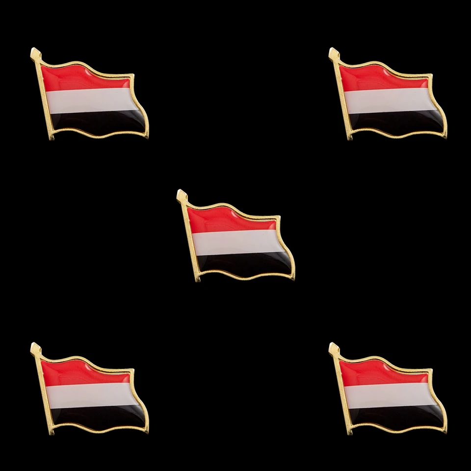 

5PCS Yemen Republic Flag Pins Metal National Country Flag Pin Waving Badge