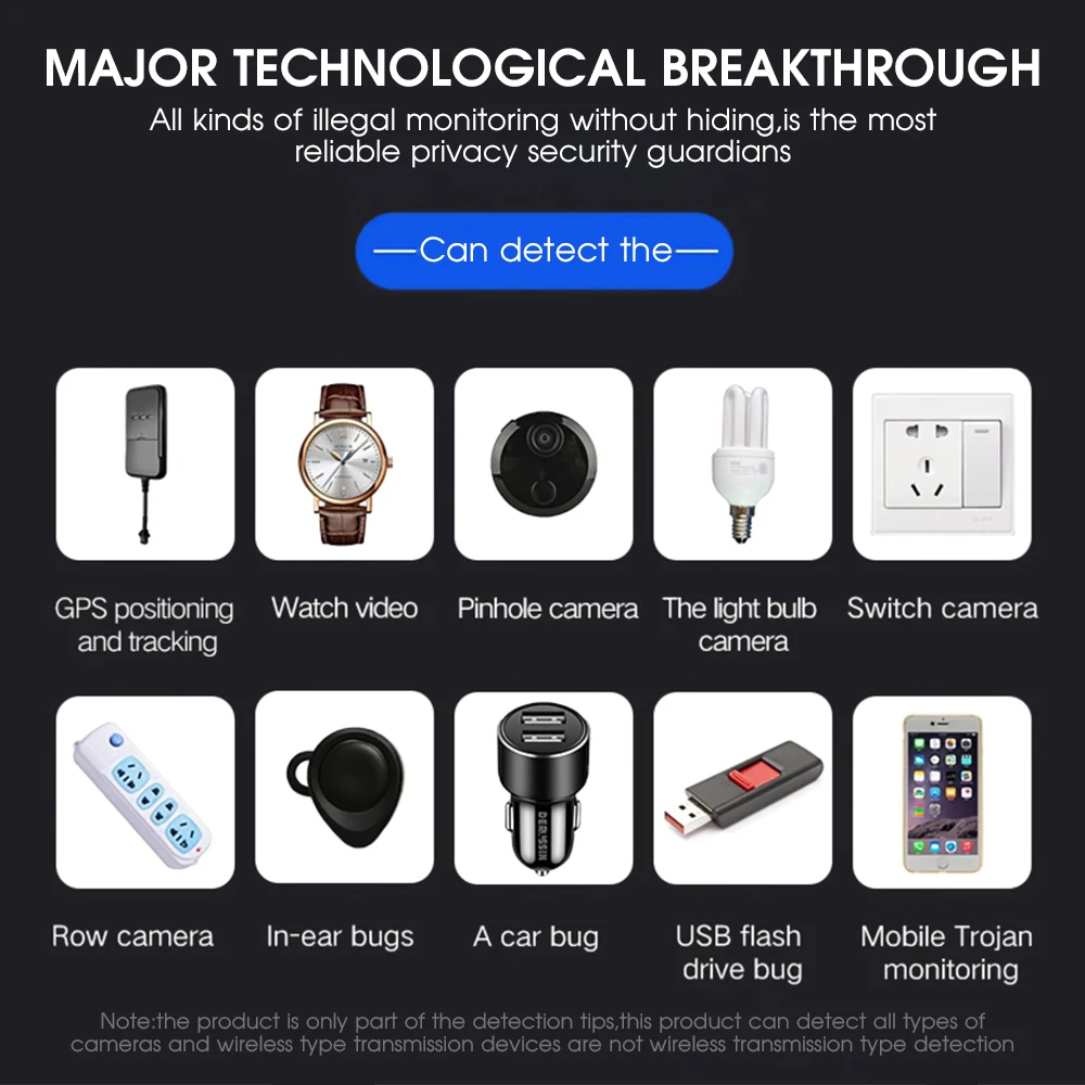 Multi-function Detector Mini Camera Bug Finder Gadget Portable Anti GPS Car Tracking Scanner Wireless RF Signal | Безопасность и
