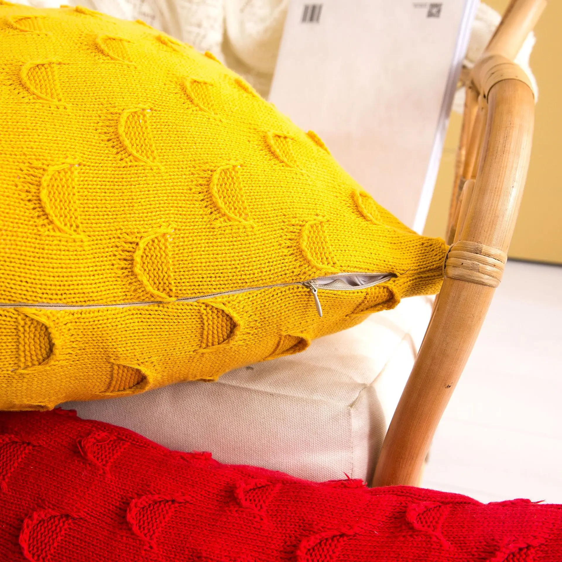 

100% Cotton Kintting Cushion Cover 3D Fish Scales Pillow Covers Decorative Cushions For Bed Sofa Plain Throw Pillow Covers Decor