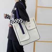 cgc 2021 fashion multi pocket canvas tote bag women casual korean style shopper bag female large capacity shoulder bag handbag