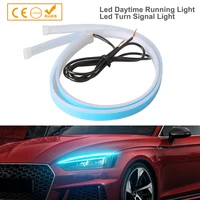 2pcs led flexible waterproof strip drl white blue daytime running lights car accessories yellow turn signal lamp auto headlights