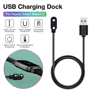 100cm portable usb charging cable for haylou smart watch 2 replacement charger adapter charging dock smartwatch accessories free global shipping