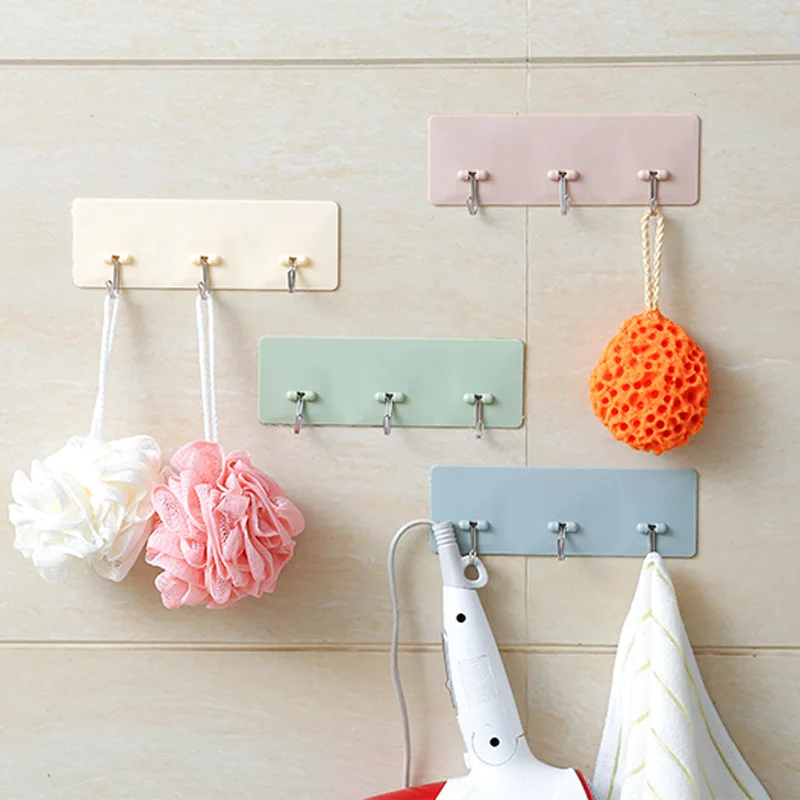 3 крючка полка вешалка для ванной кухни органайзер клейкие крючки палочка на