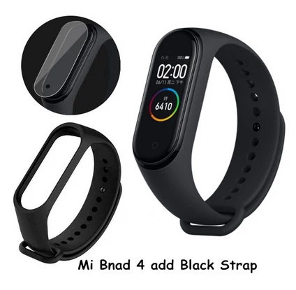 CN Add Black Strap Оригинальные Xiaomi Mi Смарт-часы с 4 полосами AMOLED цветной экран HeartRate Фитнес Спорт 50 атм водонепроницаемый смарт-браслет Bluetooth 5,0 - Цвет: CN Add Black Strap
