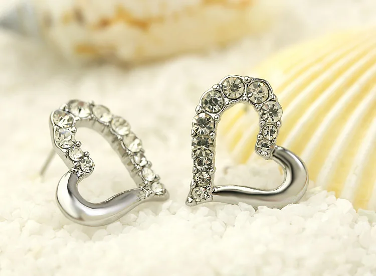 Новая Мода Двойное сердце ожерелье и серьги кристалл наборы ювелирных изделий