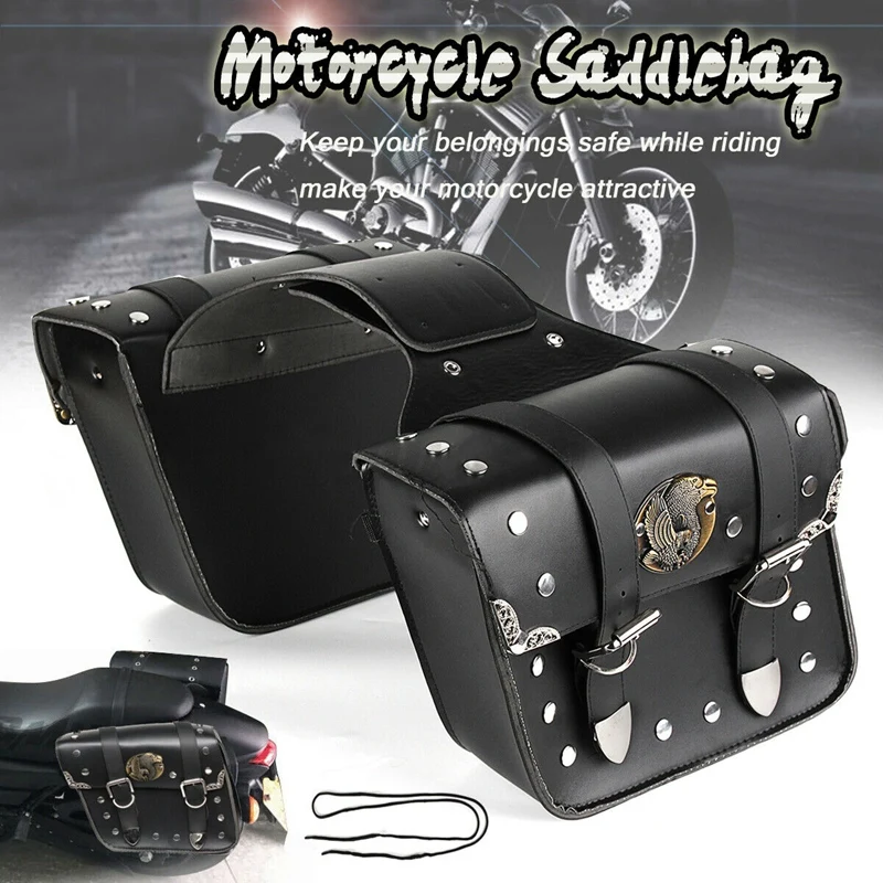 

2X Universal PU Leather Motorcycle Motorbike Saddlebags Saddle Bags Pouch