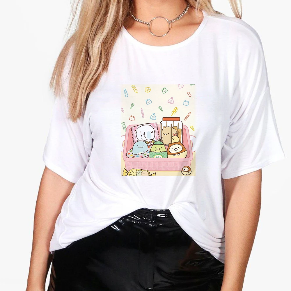 

Sumikko Gurashi Anime t Shirts Women 2021 Summer Plus Size Harajuku Couple Fashion Girls Can Do Anything Short Sleeve Casual