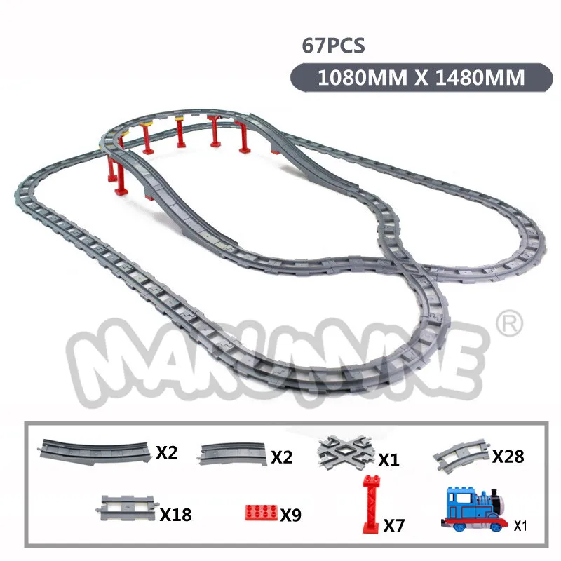 MARUMINE Duplo Ttain Track Railway Transport сборный мостовой автомобиль 56-68 шт Набор строительных блоков большой размер треков кирпичи